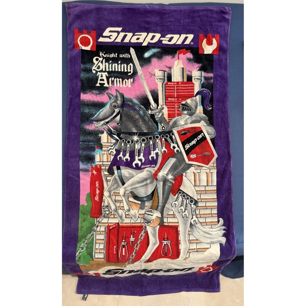 Snap-On Knight Shining Armor Beach Towel  Vintage Swingster Rare Tools Wrench